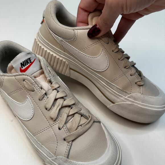 Nike Court Legacy Cream White Lift Platform Sneakers - Picture 3 of 6
